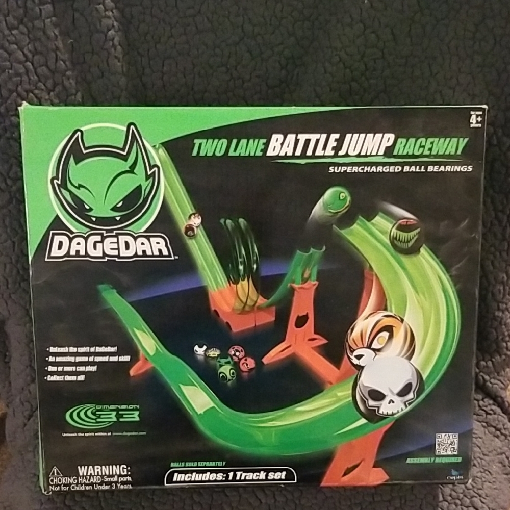 Two Lane Battle Jump Raceway Supercharged Ball Bearing Race Track Game